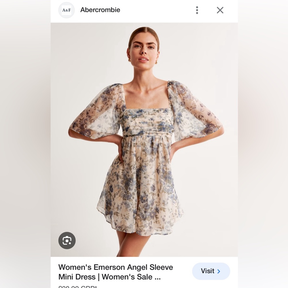 Abercombie emerson angel sleeve mini dress color cream floral size small